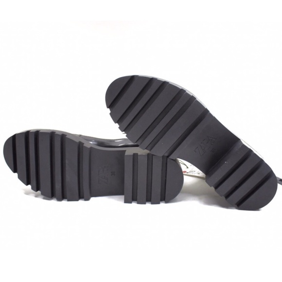 Zara White Low Heeled Chunky Boots Contrast Piping - Picture 13 of 13